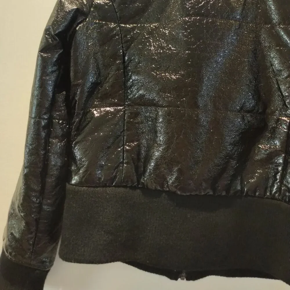 NWOT Sandwich Wet look Bomber Jacket Biker Moto Jacket vinyl look Mobwife Jacket - Picture 11 of 17